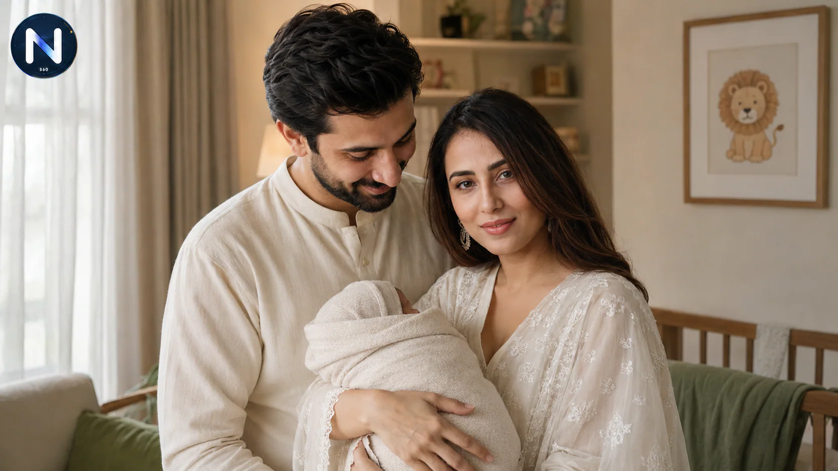 Ushna Shah and Hamza Amin welcome their newborn son in a warm Karachi family setting.