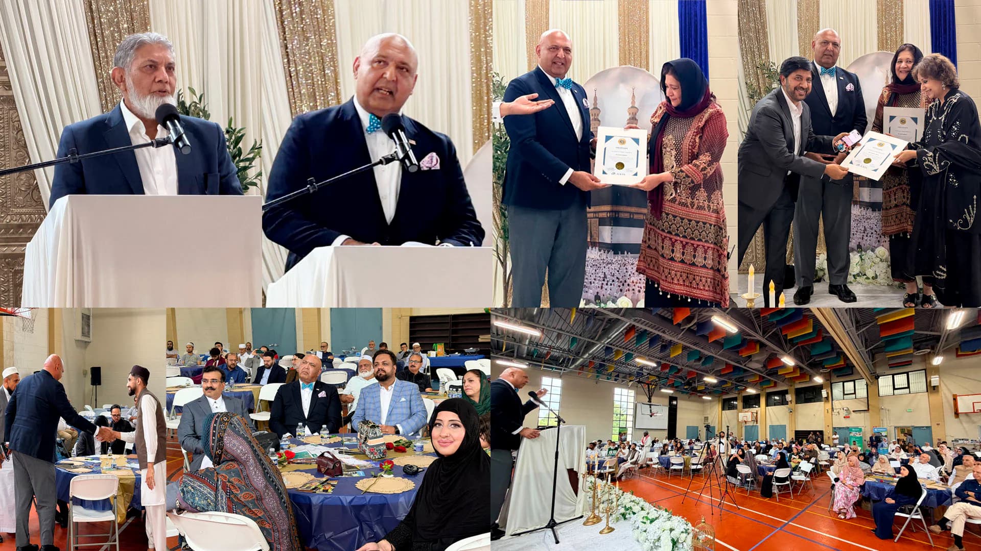 بالٹی مور کی سیرت کانفرنس میں ڈاکٹر ساجد تارڑ کے خطاب کے دوران مسلم خاندان، خواتین اور بچے توجہ سے شریک ہیں۔