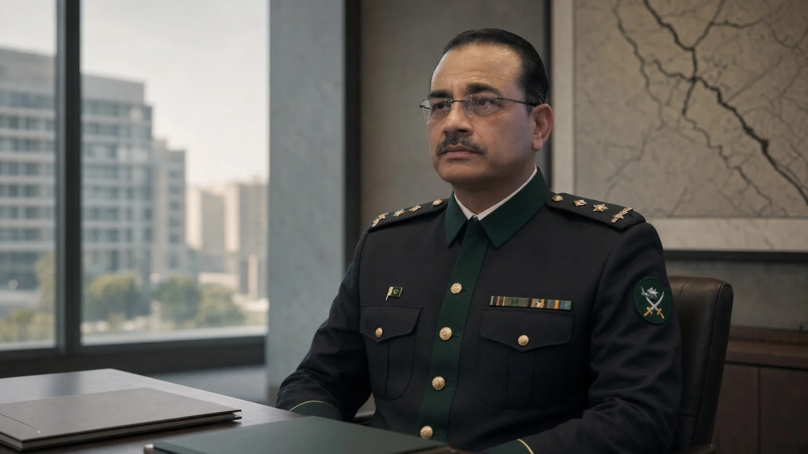 Field Marshal Asim Munir in a diplomatic setting connecting Islamabad and Tehran during Pakistan’s Iran-US mediation effort.