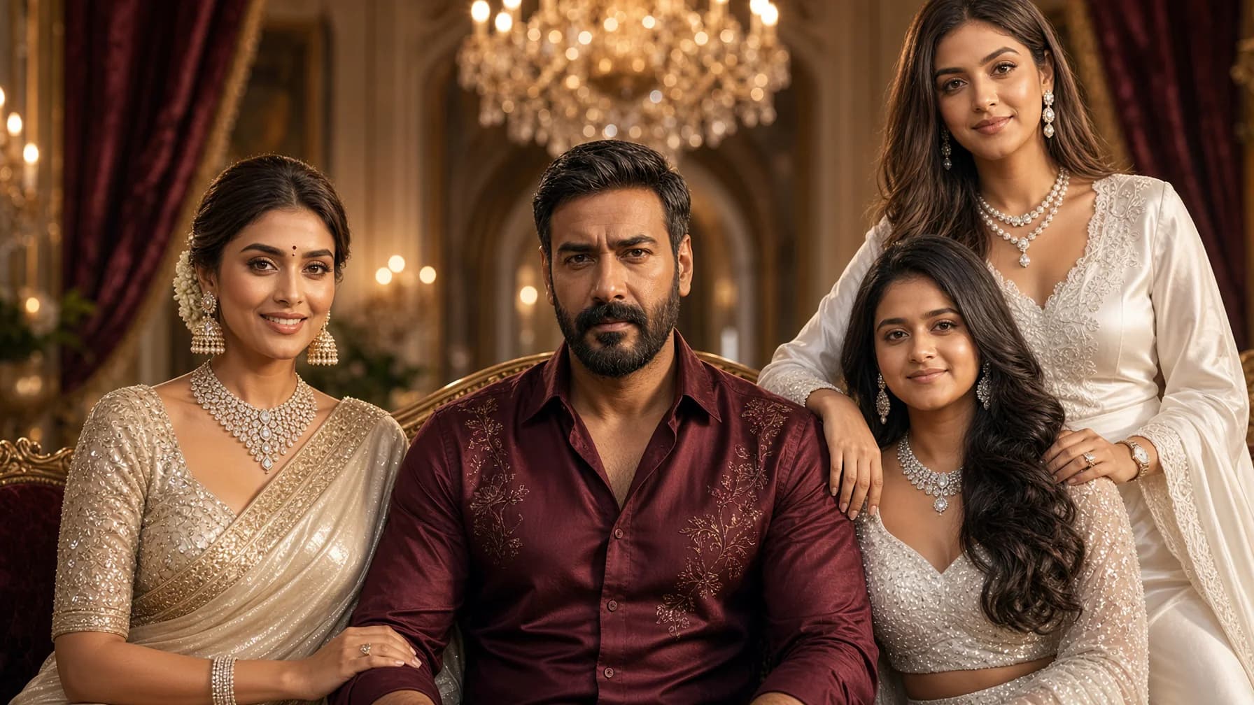 Ajay Devgn as Vijay Salgaonkar sits tensely in a dim family room in Drishyam: The Conclusion.
