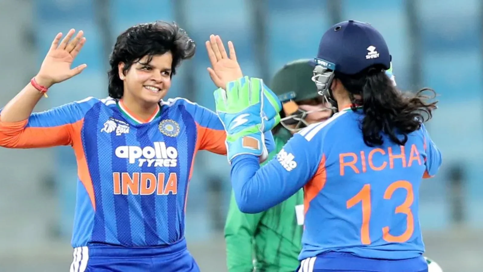 Fatima Sana leads Pakistan against India during the Women’s Asia Cup 2026 match at Dubai International Cricket Stadium.