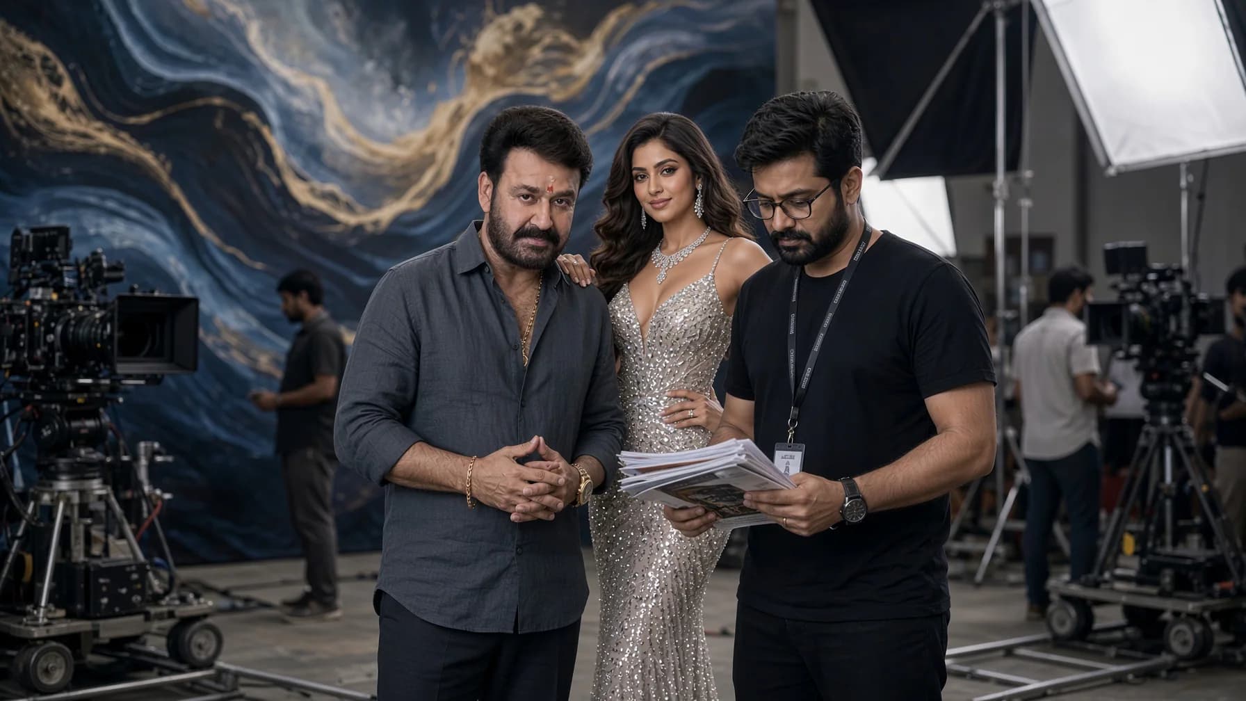 Mohanlal and director Vishnu Mohan during the teaser phase for the Malayalam project L367.