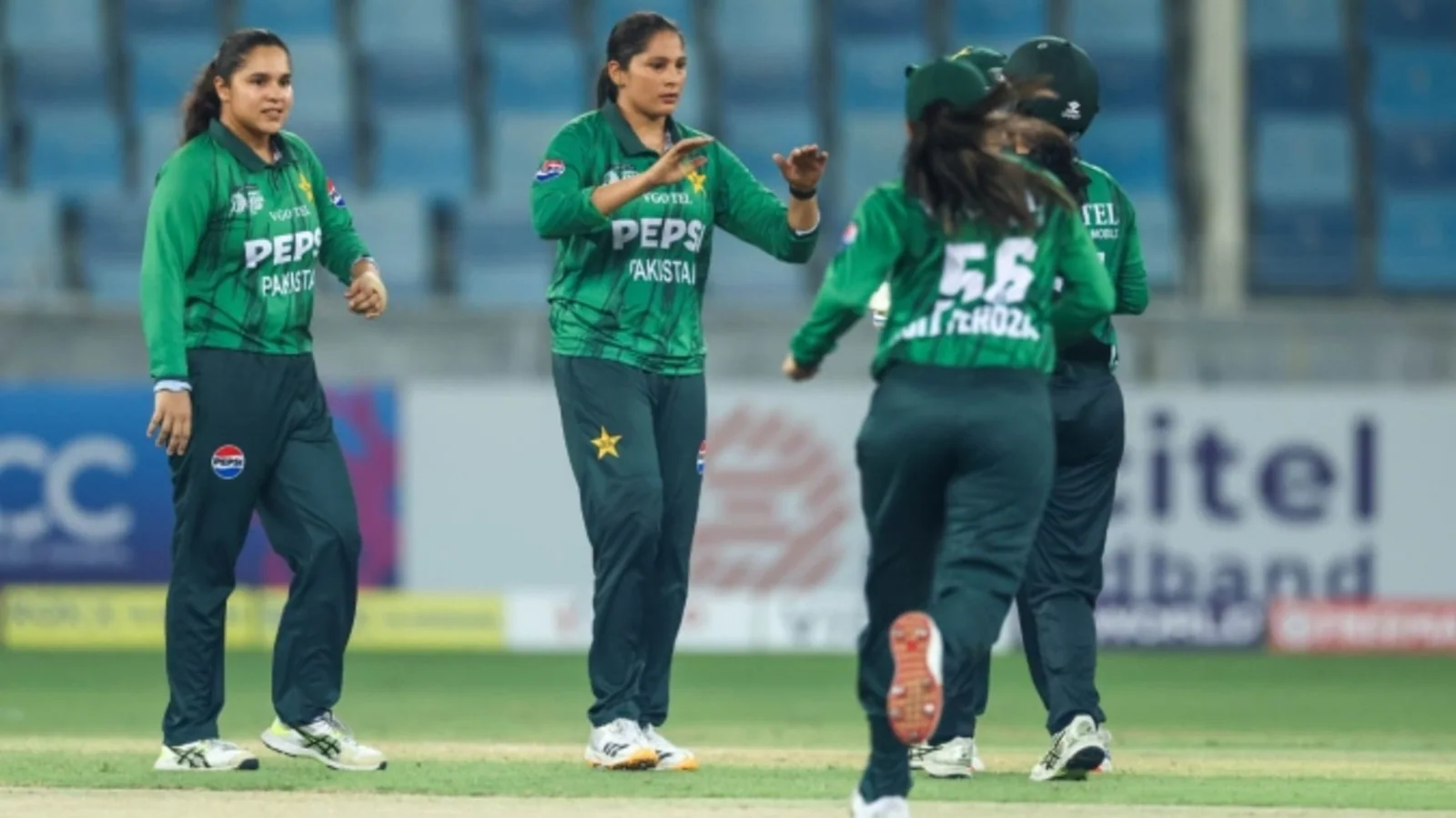 Muneeba Ali celebrates after Pakistan’s 35-run Asia Cup win over Thailand at Dubai International Cricket Stadium.