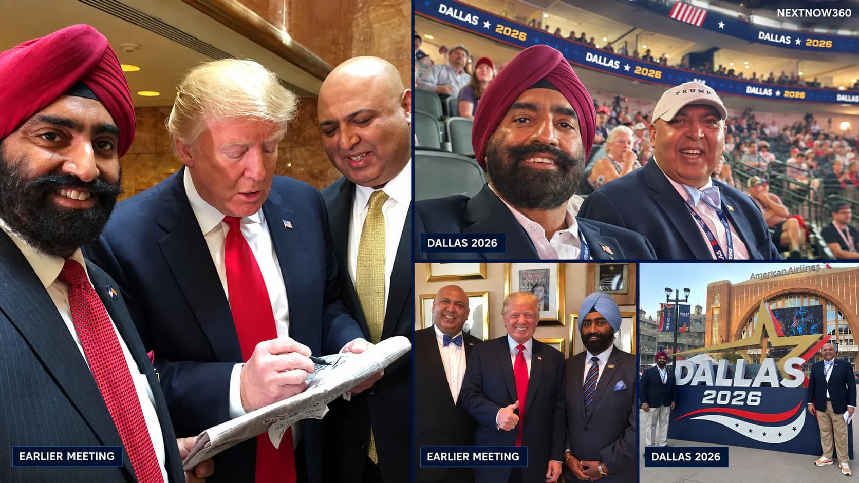 Sajid Tarar and Jasdip Singh Jesse attend the 2026 Republican midterm convention at the American Airlines Center in Dallas.