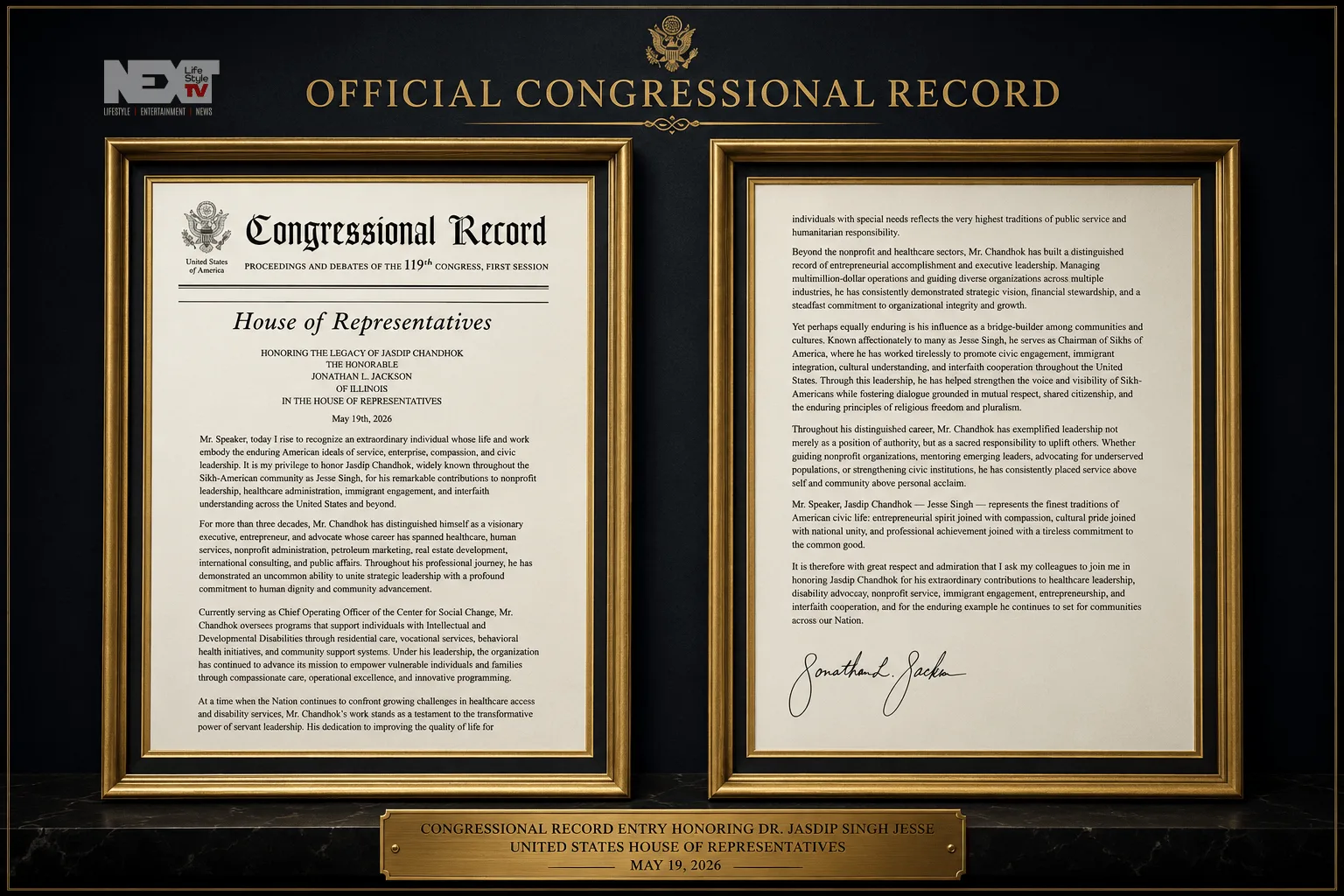US Congress Recognizes Dr. Jasdip Singh Jesse