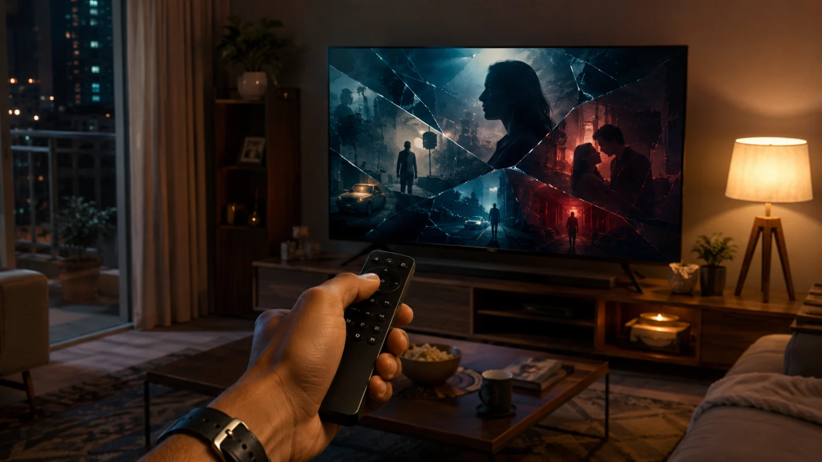 A viewer browses a crowded week of Indian OTT releases on a television at home.