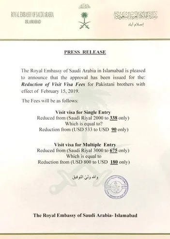 Saudi Arabia slashes upto 80 percent visa fees for Pakistanis