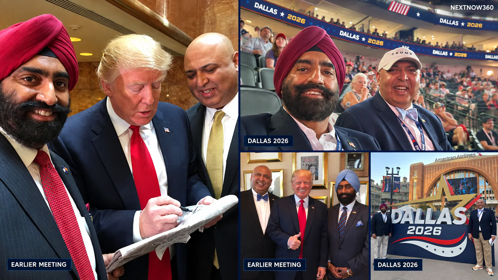 Sajid Tarar and Jasdip Singh Jesse attend the 2026 Republican midterm convention at the American Airlines Center in Dallas.