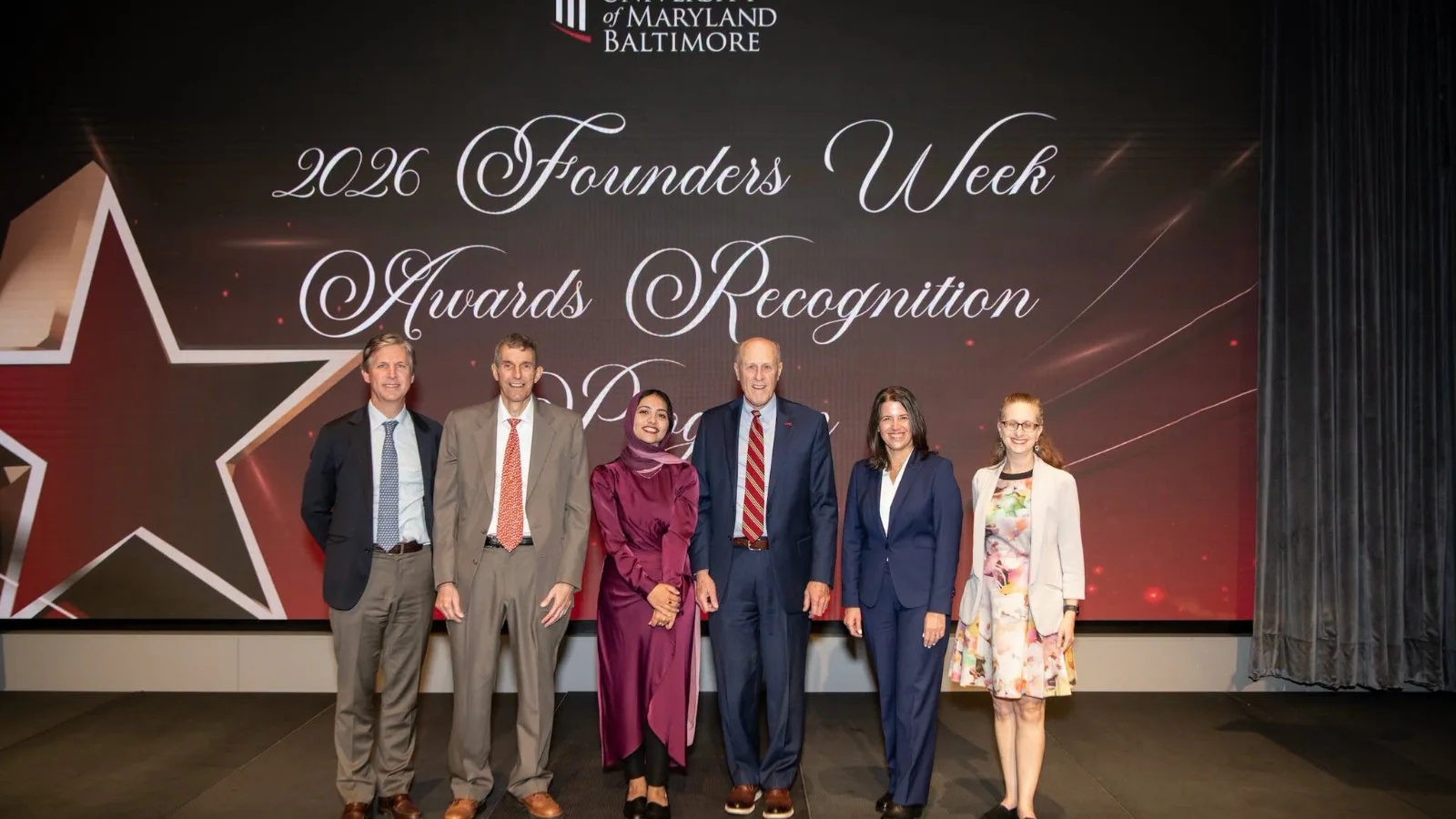 Anum Zehra, Graeme Woodworth, Leah Millstein, Ramsay Koury and Natalie Ram at UMB’s 2026 Founders Week awards.
